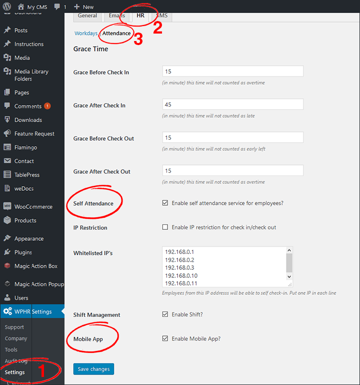 Attendance Settings