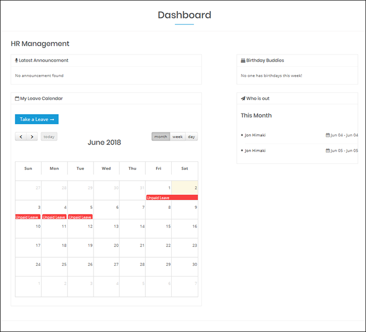 WP-HR Manager Front End Dashboard