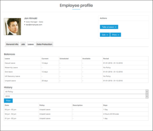 WP-HR Manager Employee Profile Leave Tab