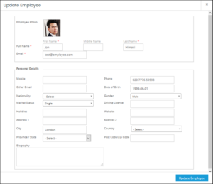 WP-HR Manager Employee Update Profile