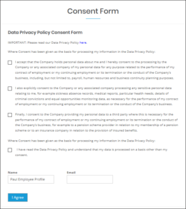 WP-HR GDPR - Consent Form Front End Display