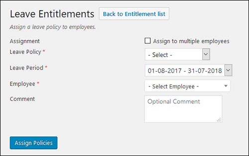 Leave Set Up Screen Shot 03 - Entitlements Pop Up